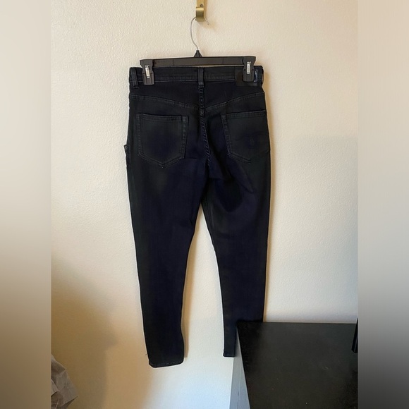 R13 Women’s X Over Slim Jeans in Waxed Black Size 25 Gothic Denim Crossover - Picture 4 of 10